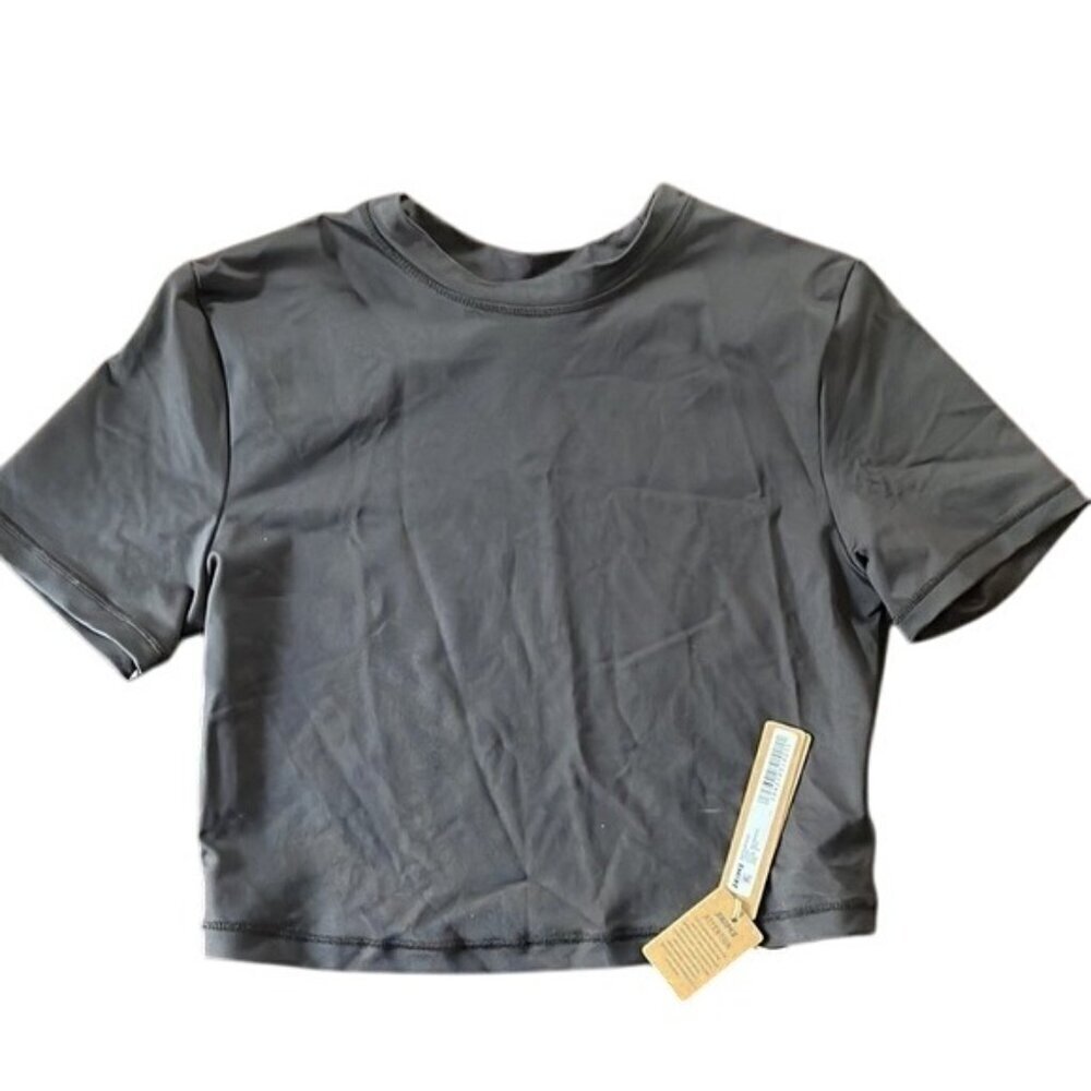 NWT Skims 2X Swim T-Shirt Black Onyx Short Sleeve Crop Top